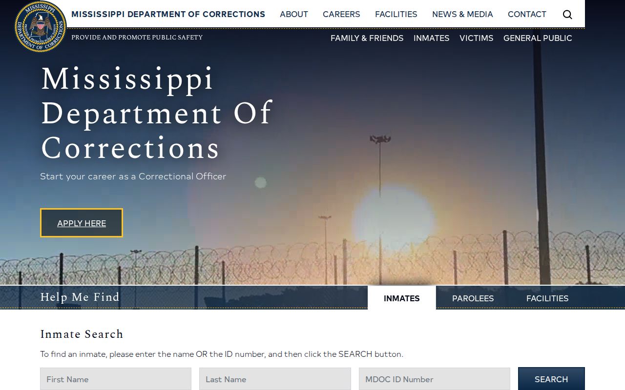 Noxubee County state custody record search on the Mississippi Department of Corrections locator